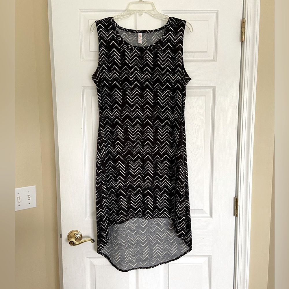 Hi/low Tank Dress Black and White Print Boho Women’s